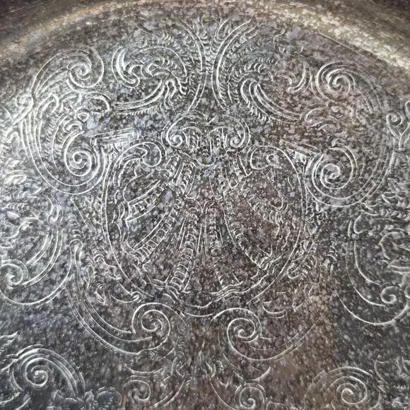 Vintage Reed & Barton Silverplate Serving Platter Burgundy Pattern S2315 Floral Serveware